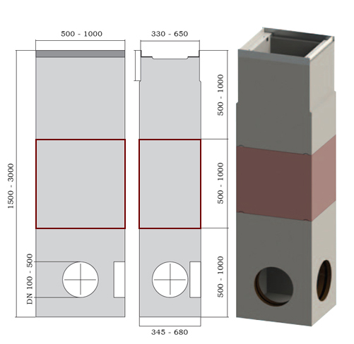 Дождепремный колодец ДК SIR 500/2 бетонный F900 (середина)